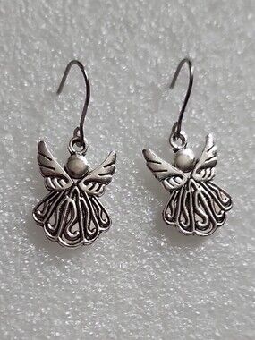 Hand Crafted Silver-Tone Angel Drop Earrings